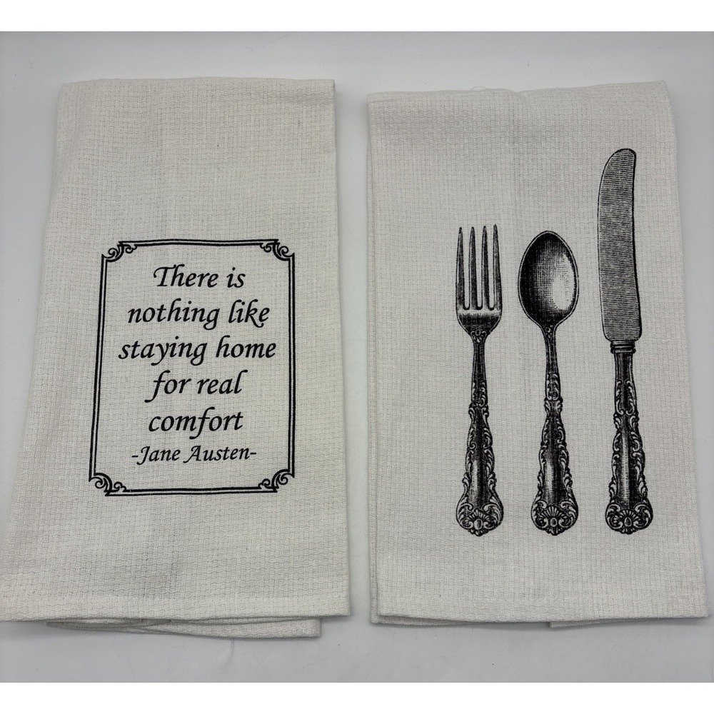 2- Alice's cottage tea towel dish towel lot of 2 HUCK TOWEL NEW  26.5 X15"